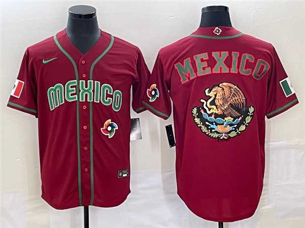 Mens Mexico Baseball 2023 Red Team Big Logo World Baseball Classic Stitched Jersey